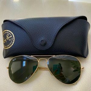 Ray-Ban Gold Frame with Green Lenses Aviator Sunglasses
